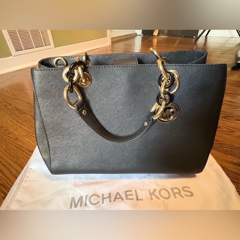 Michael Kors black Tote with Gold Hardware